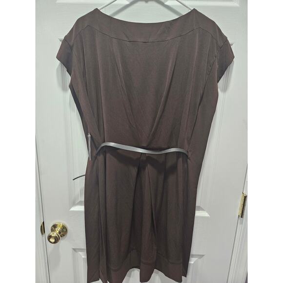 NWT Vince Camuto Brown Belted Midi Dress MSRP 128 Dolman Sleeve Size 10 - Picture 6 of 8